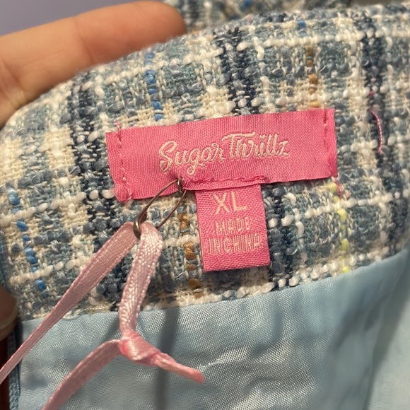 Dolls Kill Sugar Thrillz blue tweed mini skirt - Picture 3 of 5